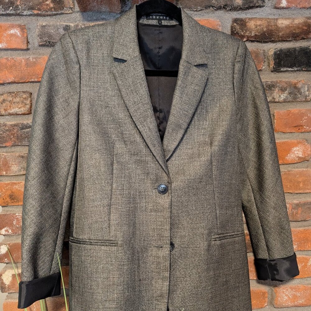 Theory Beliena Ginko Platinum Gray Wool Blend Blazer Jacket Women’s 6